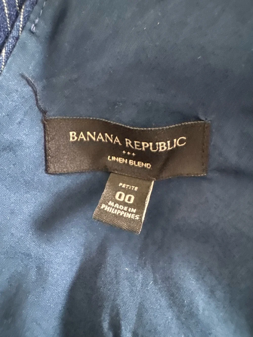 Banana Republic Navy Pinstripe Linen Blend Wide Leg Jumpsuit Size 00